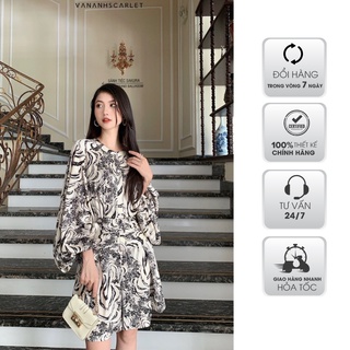 Vananhscarlet jumpsuit cổ tròn tay bồng