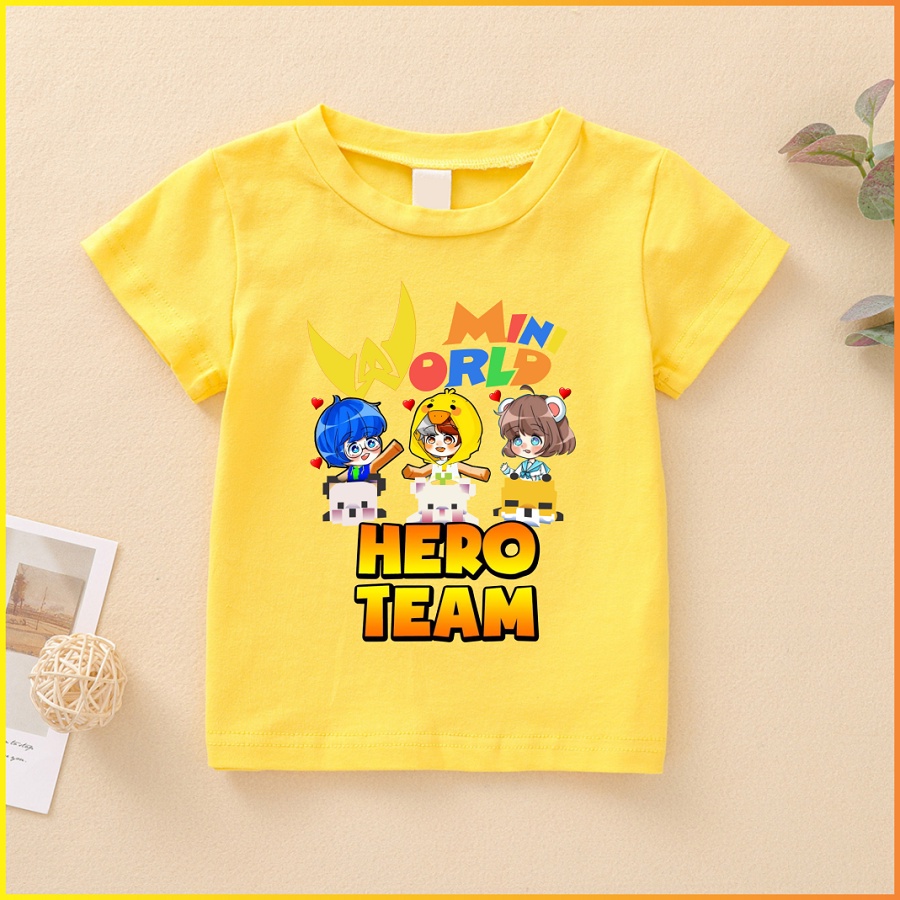 Áo Hero team màu vàng cực chất mini world cho bé trai bé gái