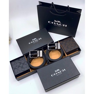 Set thắt lưng ví Coach kèm 1 ví card chất liệu canvas bền đẹp full box