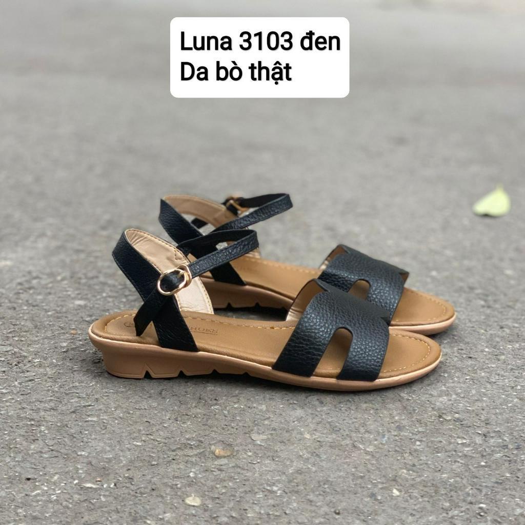 Dép quai hậu nữ đế bằng 2p LUNASHOES 3103 da bò mềm êm chân phối đồ đẹp bảo hành 2 năm