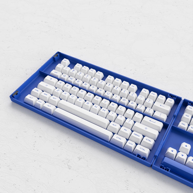 Set keycap AKKO Blue on White (PBT Double-Shot/ASA profile/197 nút) - Hàng chính hãng