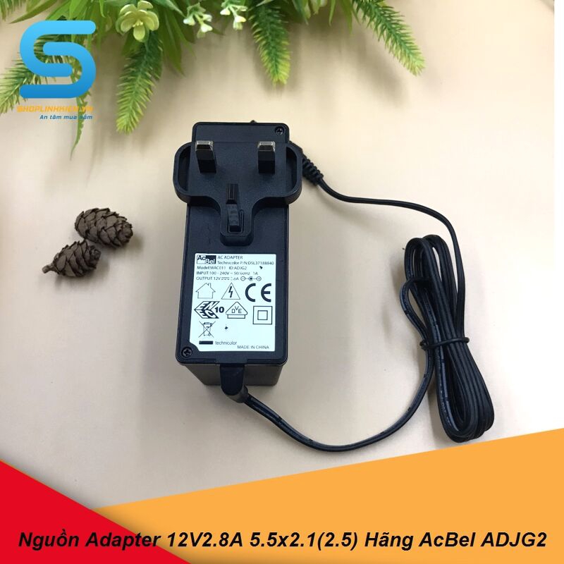 Nguồn Adapter 12V2.8A 5.5x2.1(2.5) Hãng AcBel ADJG2, Nguồn 12V Acbel