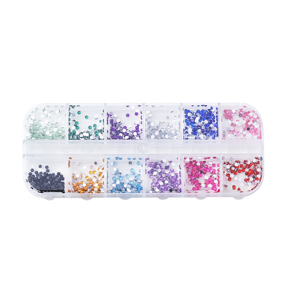 Hộp chứa 1200 hạt kim cương giả dán trang trí móng tay