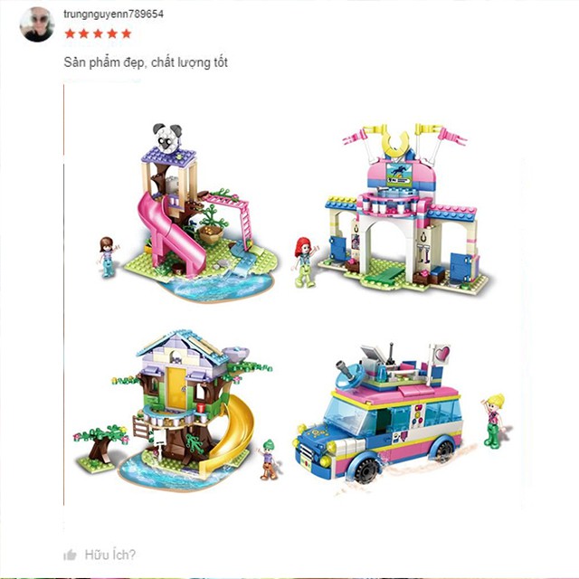 Đồ Chơi Xếp Hình 4In1 Lắp Ráp Công Viên Nước 650+ Mảnh Ghép [FREESHIP❤️] Nhựa ABS Thân Thiện Cho Bé