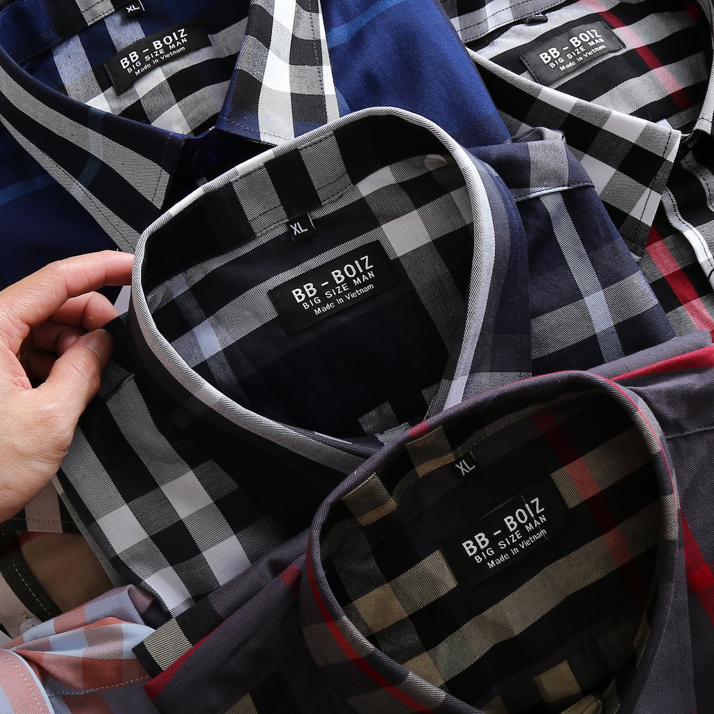 [bigsize &lt; 125kg] ÁO SƠ MI NAM tay ngắn caro BBR BIGSIZE