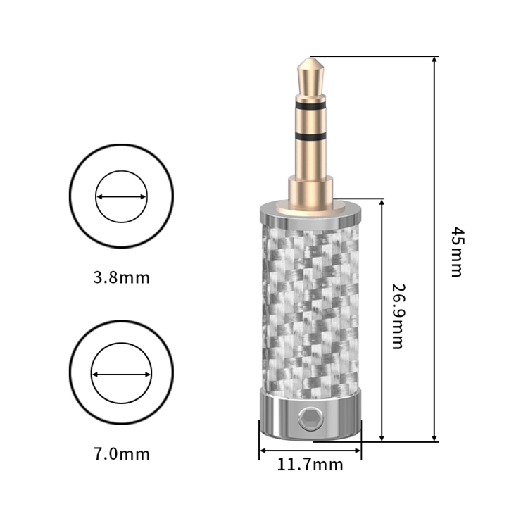 Giắc cắm tai nghe tự làm kết cấu sợi carbon 3 đoạn 3.5mm