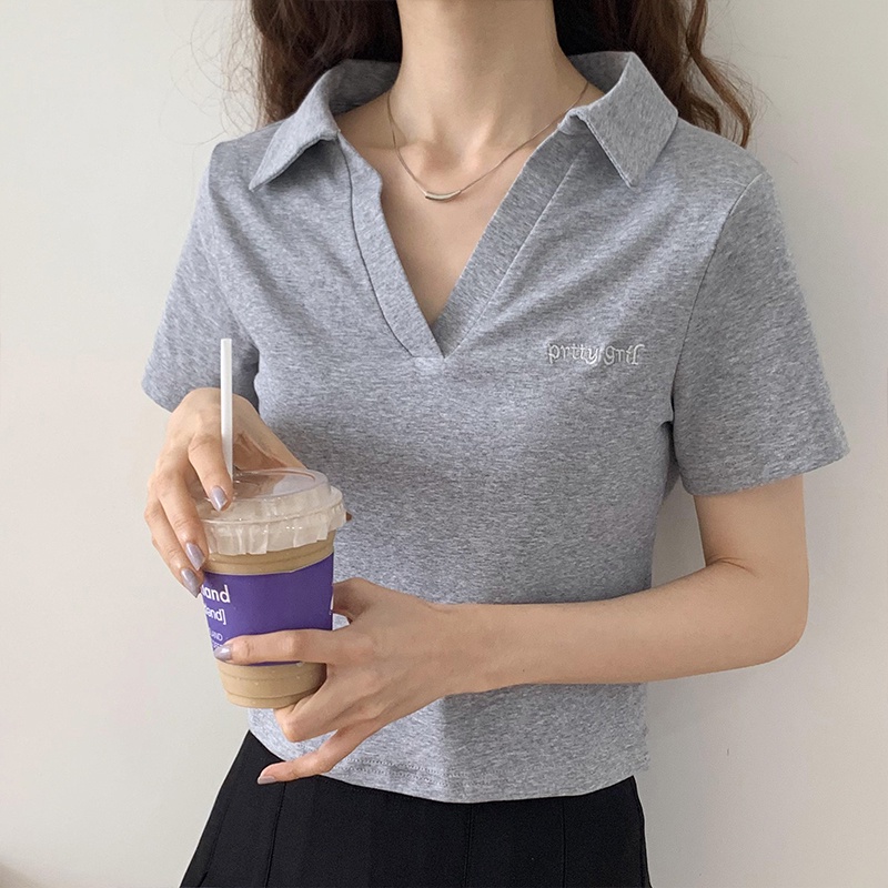 Áo Thun polo Ngắn Tay Thêu Chữ Thời Trang Năng Động 51144