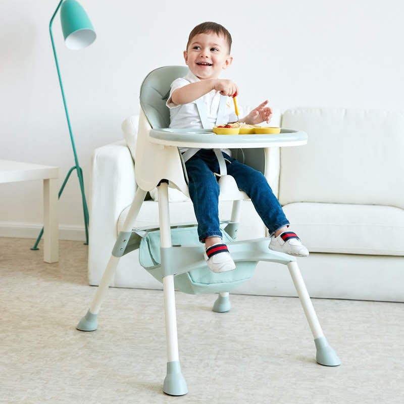 GHẾ NGỒI ĂN DẶM CHÂN BỆT CHỈNH KÍCH THƯỚC CÓ ĐỆM DA VÀ BÁNH XE DI ĐỘNG [TẶNG QUÀ]
