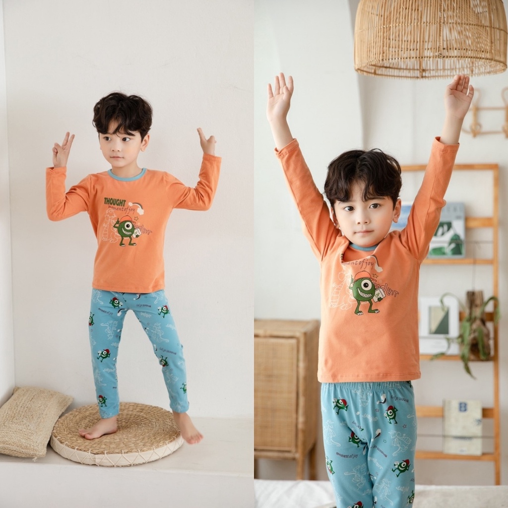 Đồ bộ dài tay bé trai Belalu 12-32 kg bộ thun dài tay Quảng Châu xuất Hàn cotton họa tiết dễ thương quần áo trẻ em dài