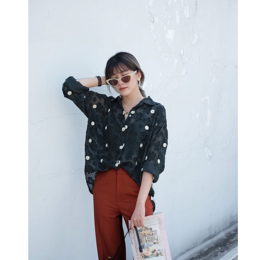 POLKADOT SHIRT ⚜️⚜️⚜️ ÁO SƠ MI HỌA TIẾT NỔI ⚜️⚜️ FORM RỘNG CÁ TÍNH