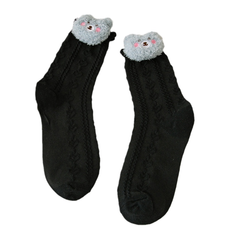 Tất Cotton In Hình Gấu Hoạt Hình 3D Phong Cách Lolita Xinh Xắn