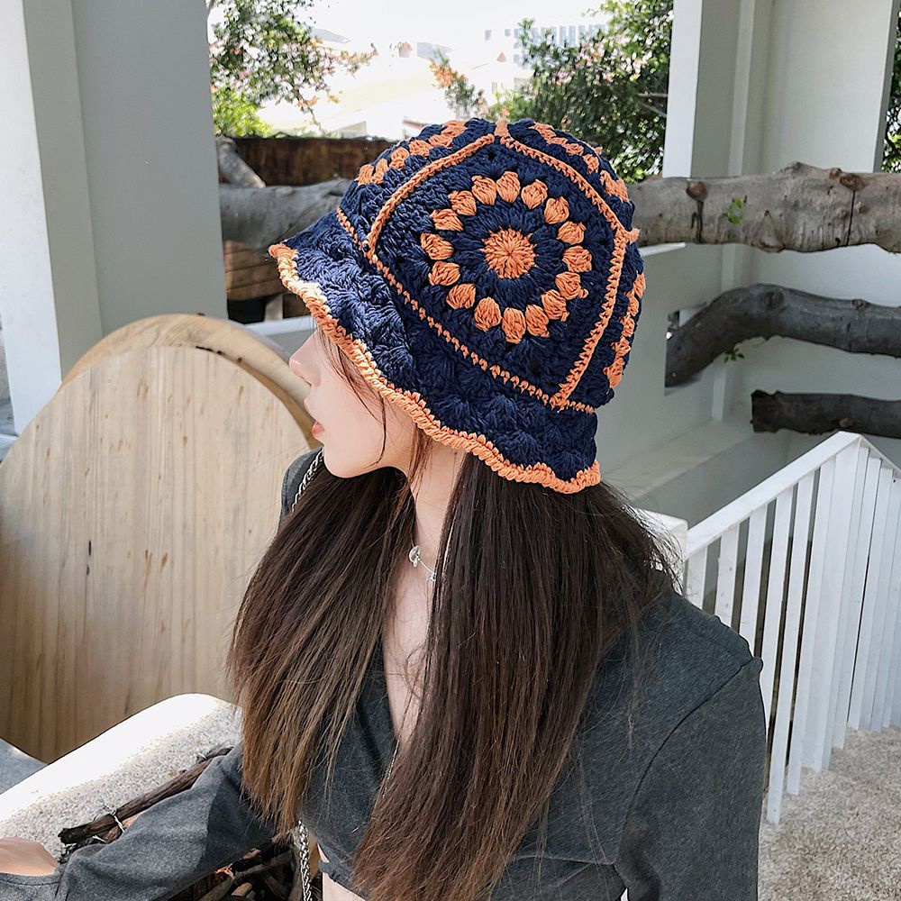 Mũ tai bèo dệt kim phối ren hoa nhiều màu phong cách Hàn Quốc thời trang cho nữ VANES1