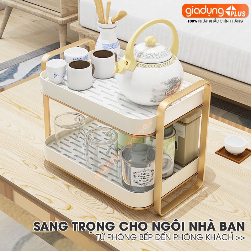 Khay kệ nhựa cao cấp phong cách sang trọng úp ly cốc, chén, khay trà có rảnh thoát nước phong cách Bắc Âu