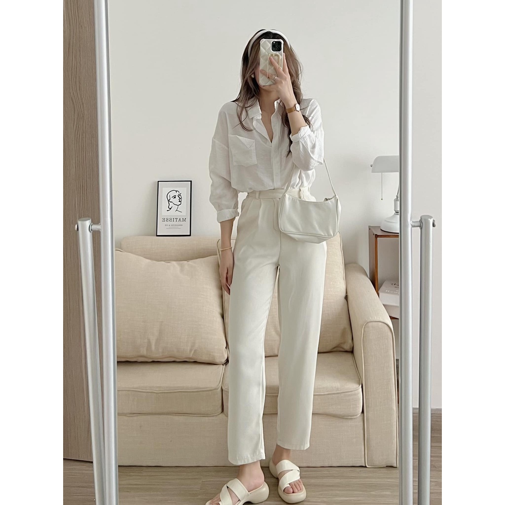 Quần tây baggy đi học cạp cạo lưng chun ống đứng freesize