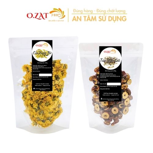 Trà hoa cúc vàng nở táo đỏ thái lát loại 1 O.ZAT Food táo lát 100g cúc vàng nở 50g - 100g giúp ngủ sâu hơn