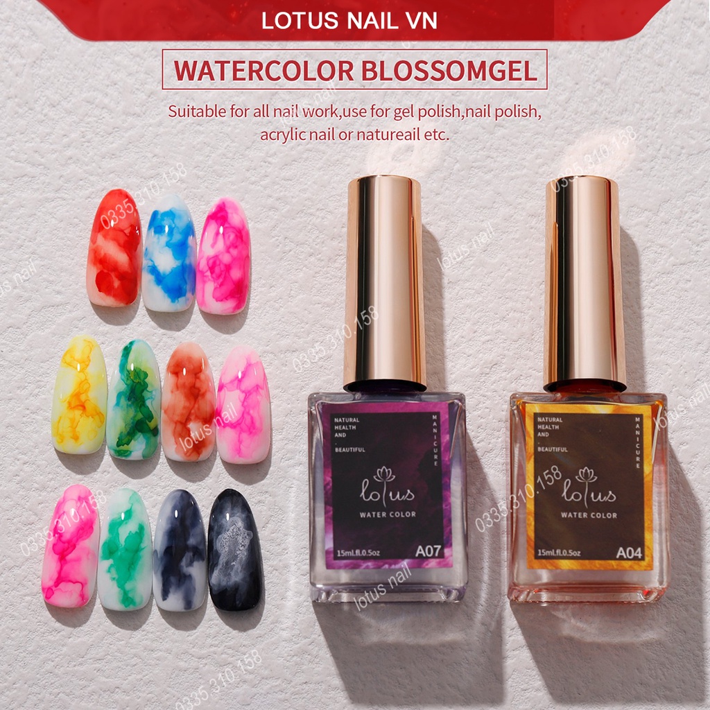 Set cồn loang, gel tạo loang Lotus 12 màu cao cấp
