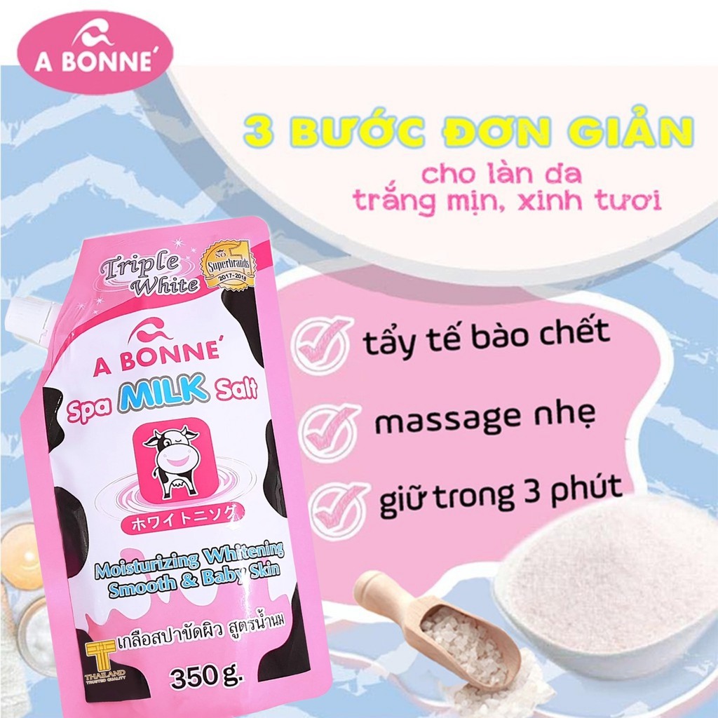 Muối Tăm Sữa Bò A Bonne - Tẩy Tế Bào Chết Body Và Mặt Thái Lan Hương Sữa Tươi 350g