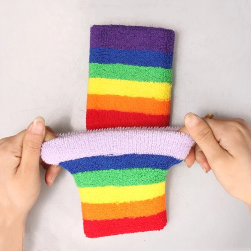 1 Băng Đeo Cổ Tay Thể Thao Co Giãn Màu Cầu Vồng Thời Trang Cho Nữ