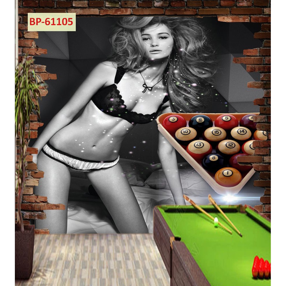 Tranh lụa 3d trang trí quán Bi-a Kích Thước 1,5m x 2m Bi-a 1