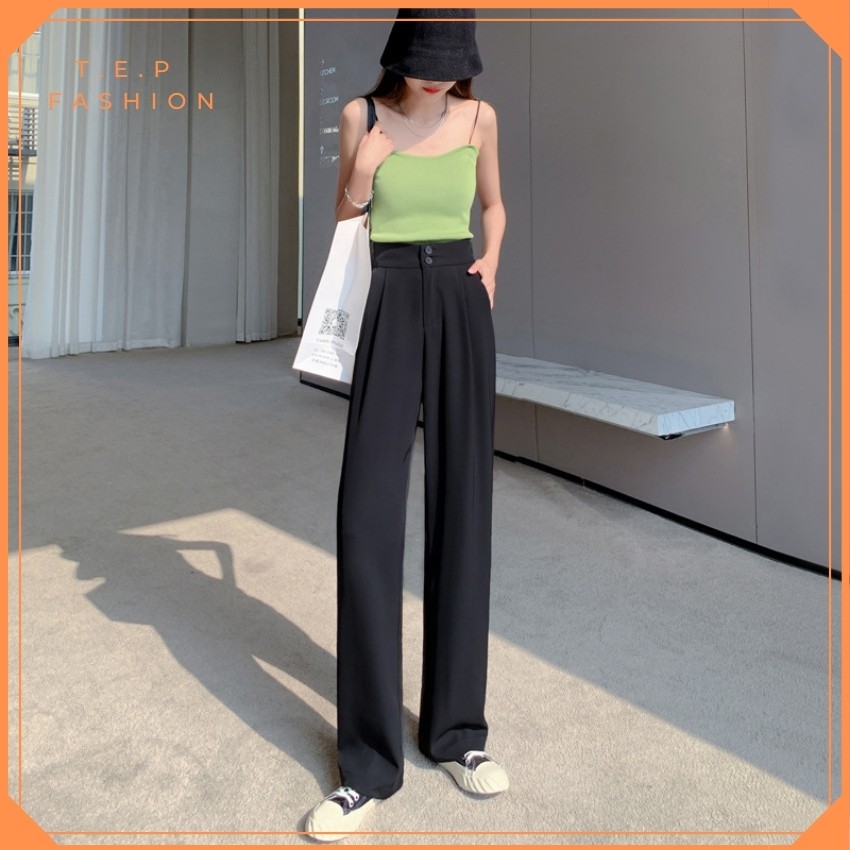 Quần Ống Rộng Nữ Lưng Cao Hai Cúc Tôn Dáng Chân Dài Phong Cách Hàn Quốc Tep Fashion - QOR007 | BigBuy360 - bigbuy360.vn