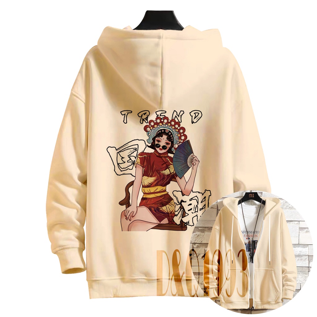 Áo Khoác UNISEX Nam Nữ in hình cô gái trung hoa