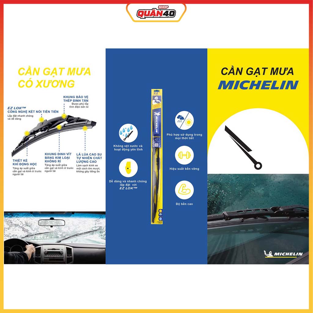 Gạt Mưa Ôtô Có Xương Michelin Rain Force 1113xx - Hàng Chính Hãng