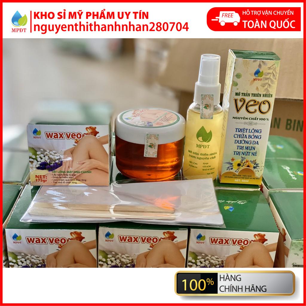 Combo bộ wax + mỡ trăn,WAX LÔNG VEO Tẩy sạch MỌI VÙNG Lông + TẶNG kèm giấy wax + que gạt (Wax tẩy lông, Kem tẩy lông)