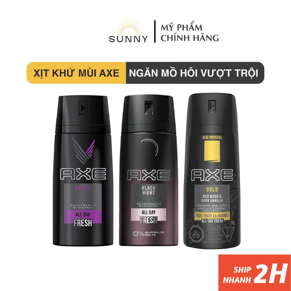 Xịt khử mùi toàn thân AXE 150ml ngăn tiết mồ hôi vượt trội, giúp bạn khô thoáng và sạch sẽ cả ngày, khử mùi axe