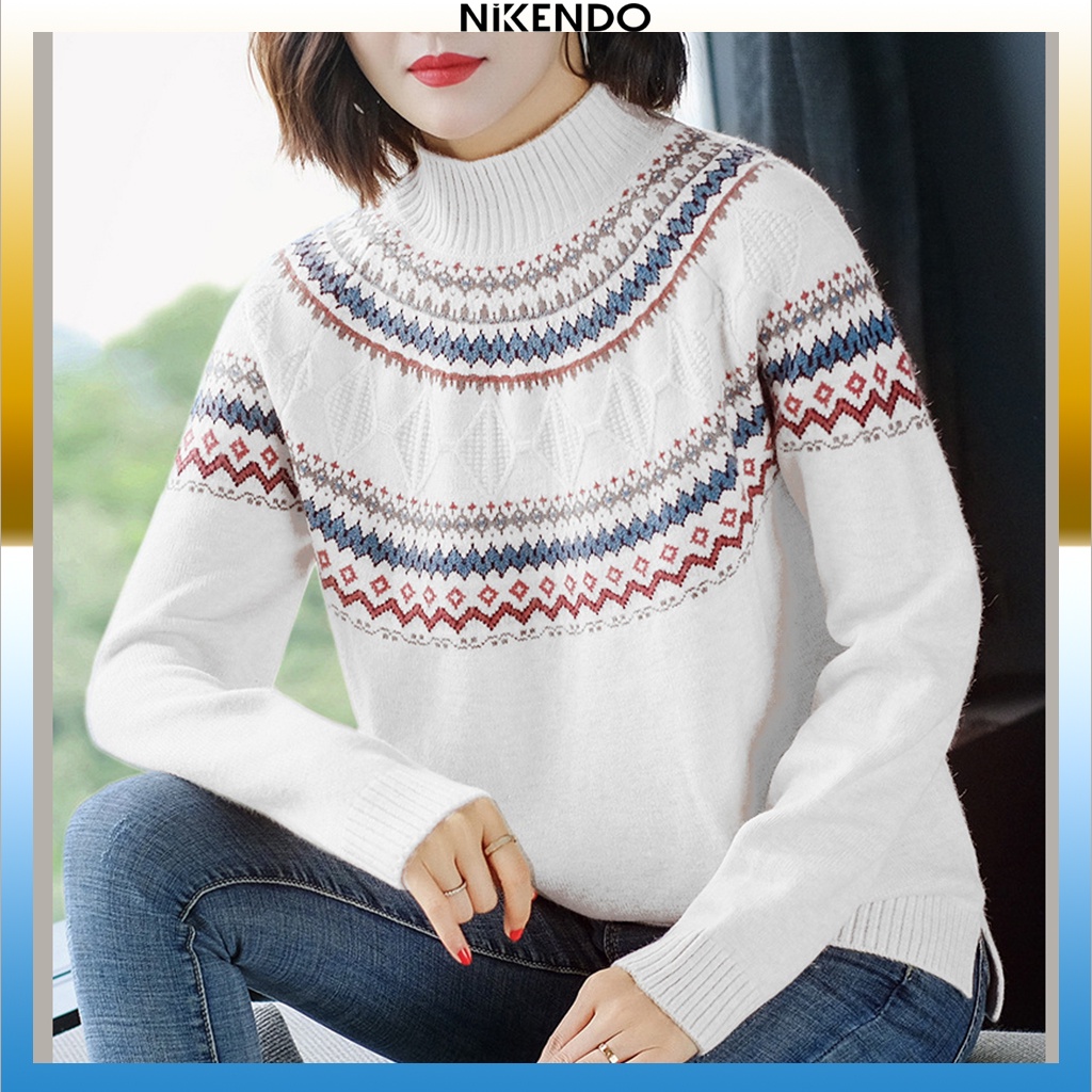 Xả Hàng Áo Len Nữ, Áo Len Thổ Cẩm Form Rộng Phong Cách Hàn Quốc
