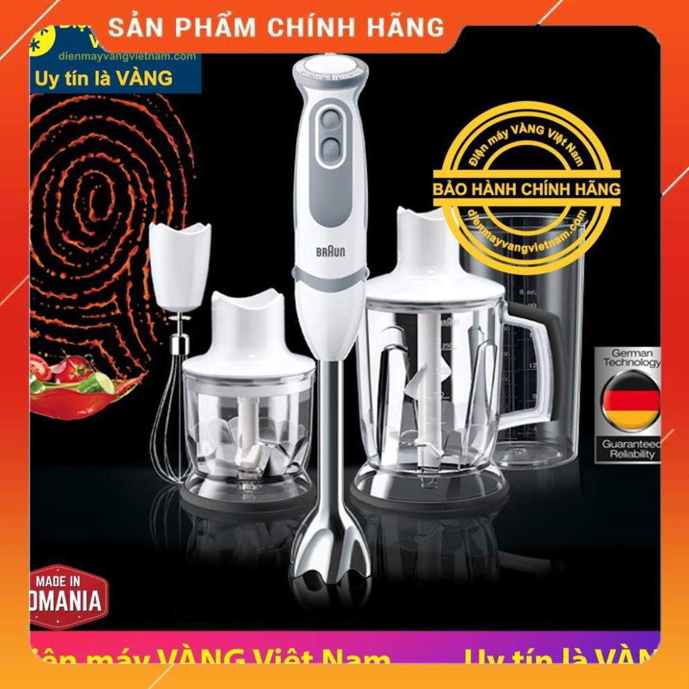 Máy xay cầm tay Braun MQ5045 Aperitive Vario 750W, màu trắng, dung tích cối xay 600ml và 1250ml