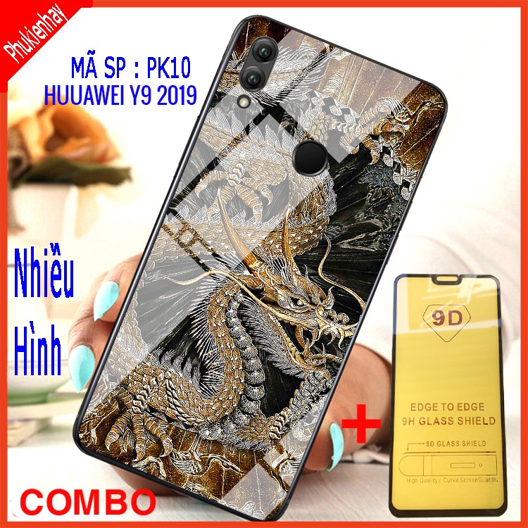 COMBO ỐP LƯNG HUAWEI Y9 2019 (ốp lưng kính 3D + tặng kèm cường lực 9D full màn hình)