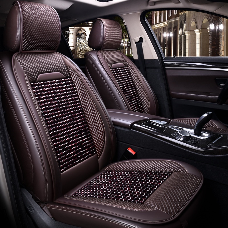 Áo Ghế Liền Hạt Gỗ, Bọc Ghế Tựa Lưng Ô Tô, Hạt Gỗ Trơn Nhẵn Cao Cấp