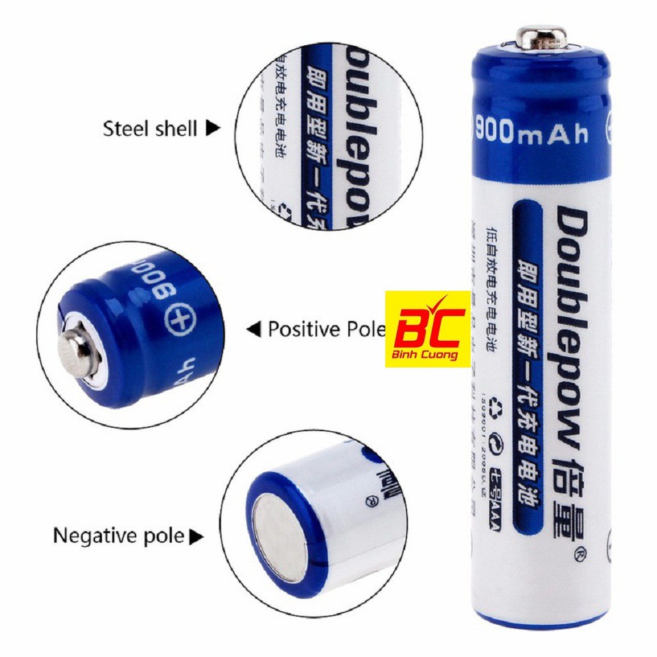 Bộ sạc Doublepow kèm 4 pin tiểu sạc Doublepow AAA 900mAh