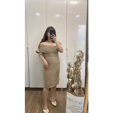 Đầm Dự Tiệc Thiết Kế Lệch Vai Bigsize 50kg Đến 100kg (M/L/XL/XXL)(Đầm Tết)