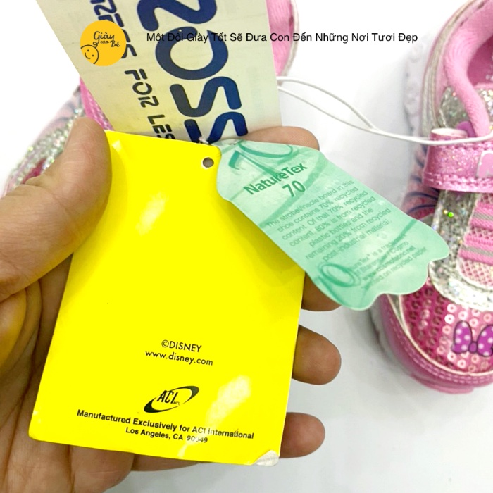 Giày Minnie hồng bé gái có đèn