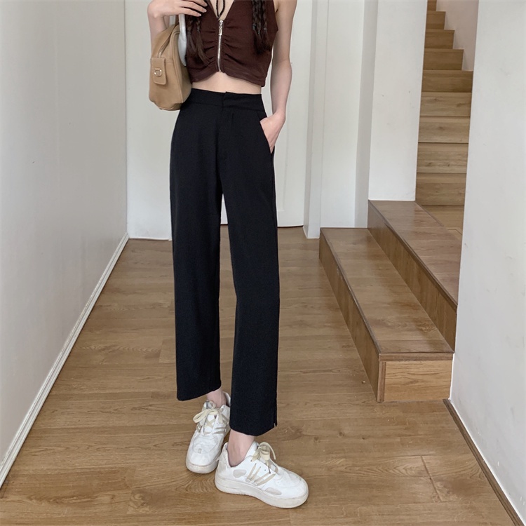 QADCOL Quần Dài Lưng Cao Dáng Ôm Xẻ Tà Cá Tính