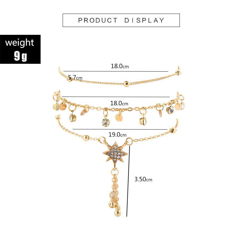 Set 3 Lắc Chân Hợp Kim Đính Hạt Xinh Xắn Cho Nữ | BigBuy360 - bigbuy360.vn