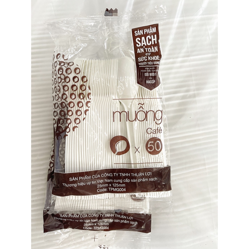 Bịch 50 muỗng nhựa cà phê cao cấp dùng cho sữa chua, bánh kem