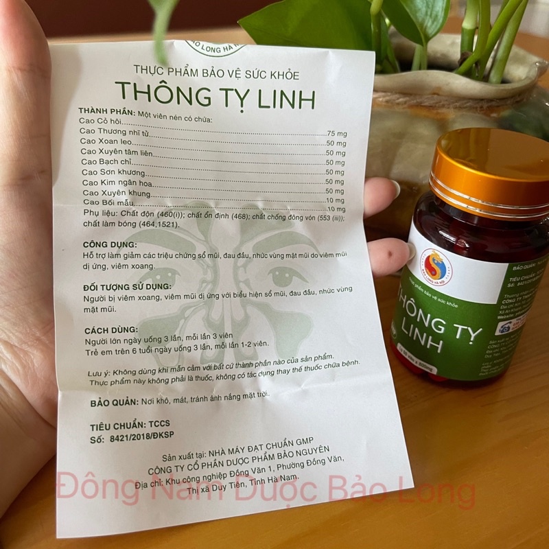 Viên uống giảm Viêm Xoang Thông Tỵ Linh -  Giảm viêm mũi cấp và Mãn Tính, Nghẹt Mũi, Sổ Mũi, Đau Nhức Mũi