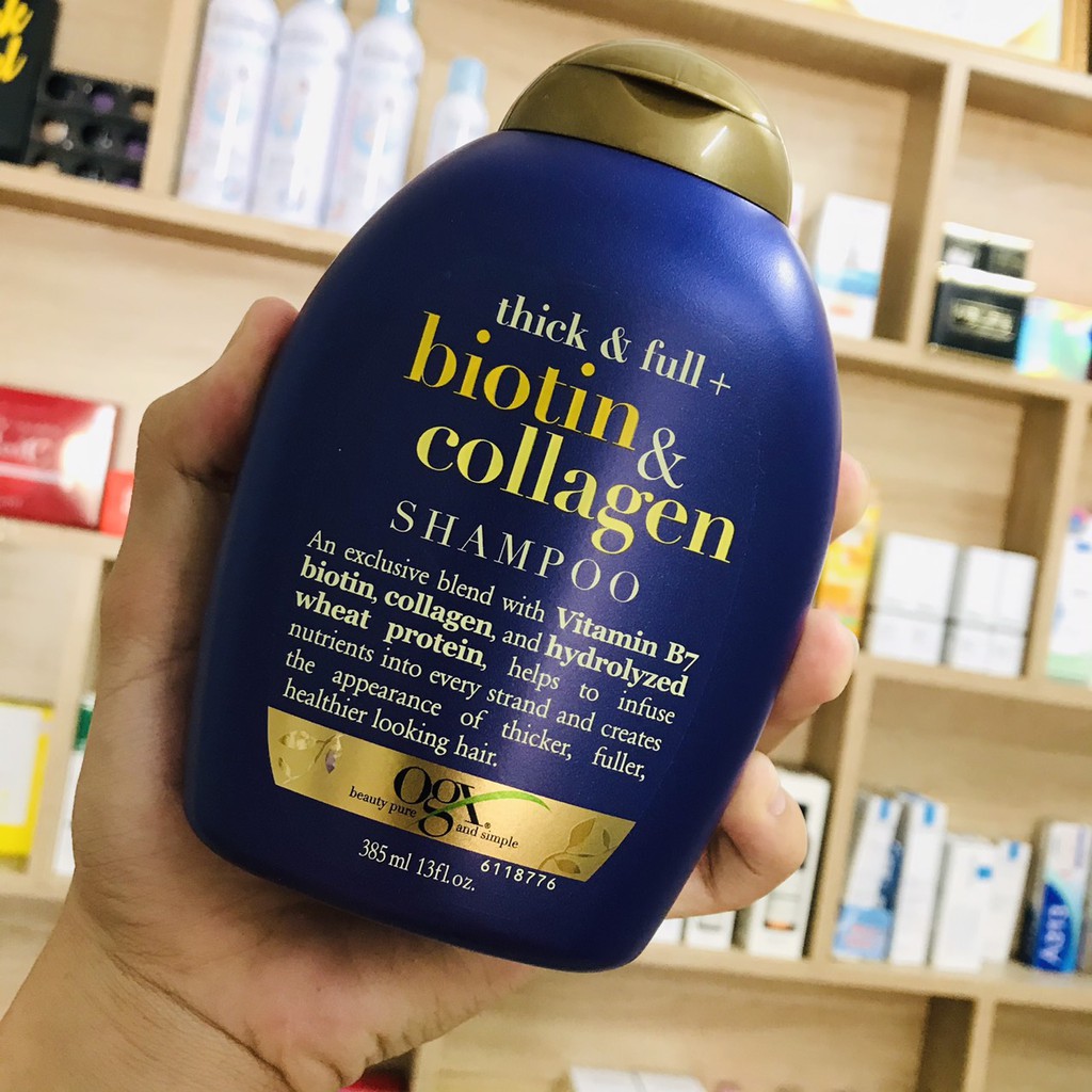 Dầu gội xả OGX Thick &amp; full + biotin &amp; collagen 385ml
