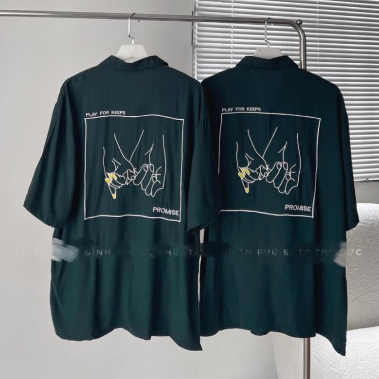 [Xả Kho] Áo Sơ Mi Tay Ngắn Simple Mầu Xanh Form Rộng Unisex Nam Nữ( Hàng Sẵn)