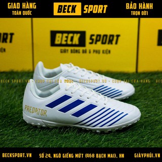 Giày Bóng Đá  Predator 19.4 Trắng Vạch Xanh Biển TF