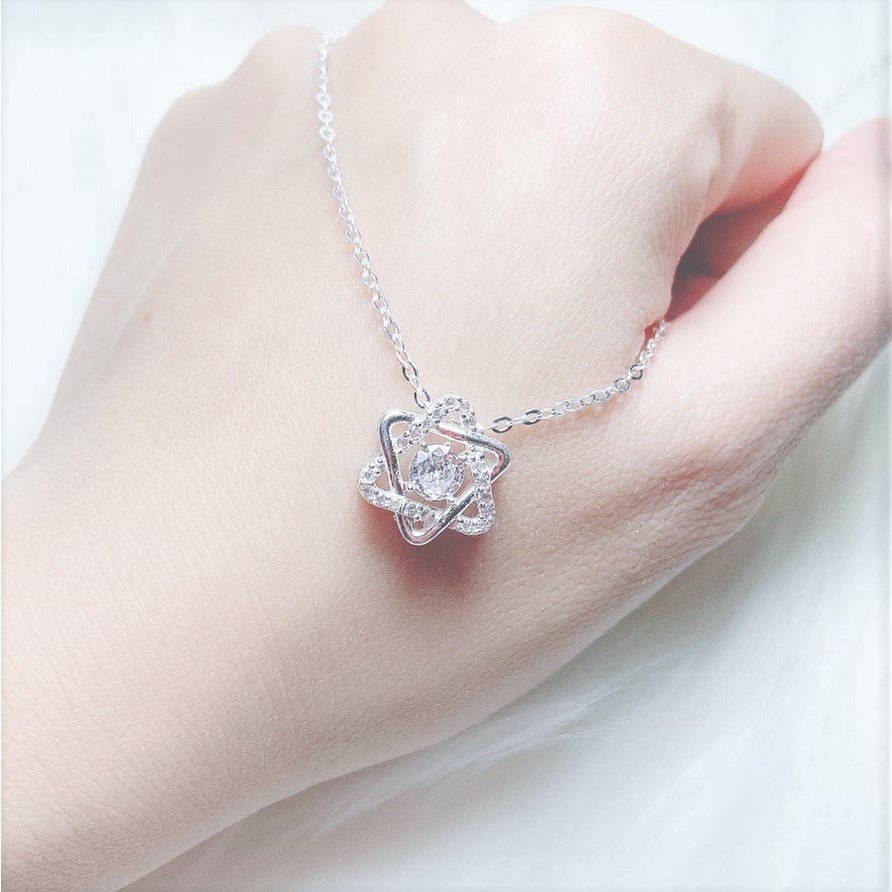 Dây chuyền bạc nữ 2 hình tam giác đan nhau, Vòng cổ chất liệu bạc ta sang trọng - Trang sức bạc Evasilver