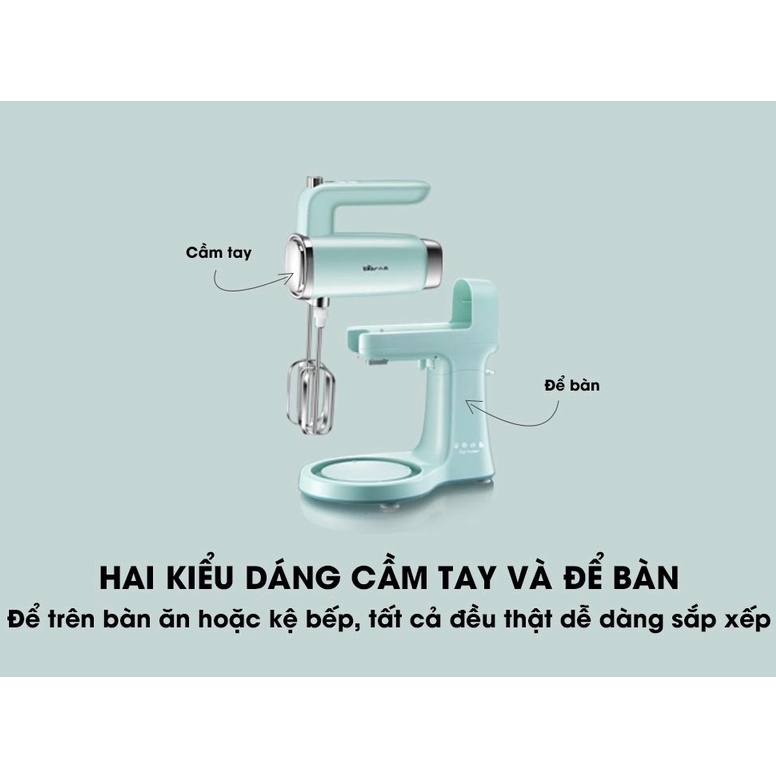 [Mã ELHA22 giảm 6% đơn 300K] Máy trộn bột đánh trứng cầm tay và để bàn Bear- DDQ-B03V1 - Bản Nội Địa - Hàng chính hãng