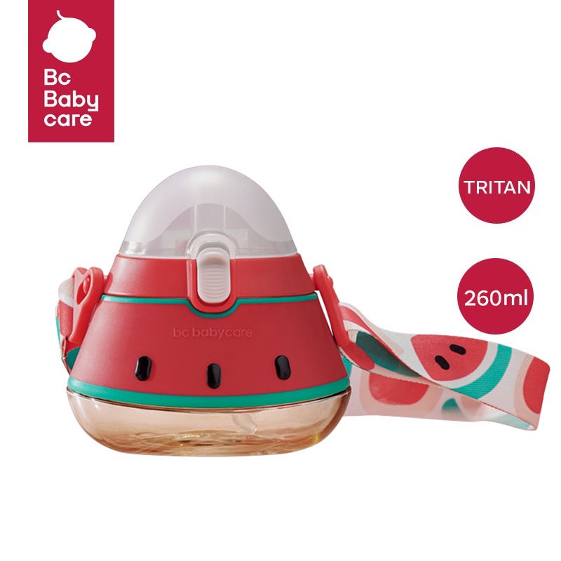 Bình nước BC BABYCARE PPSU hình trái cây có dây đeo vai chống rò rỉ cho bé