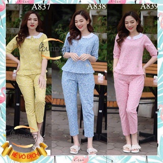 Đồ bộ mặc nhà, thu đông cổ hai khuy dễ thương
