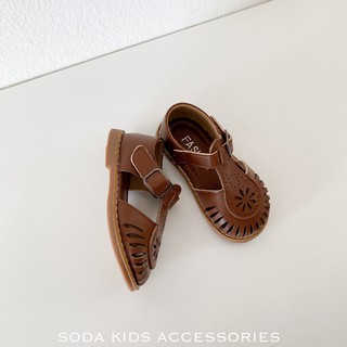 (Ảnh thật) Sandal nâu vintgae viền lỗ