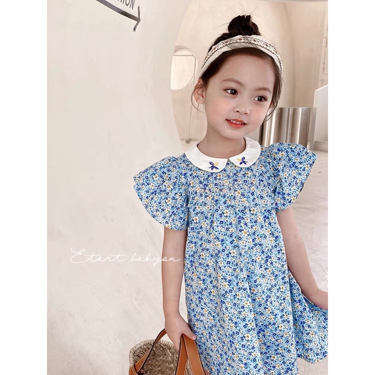 (8-18kg) Váy bé gái hoa nhí cổ thêu xinh xắn QATE955