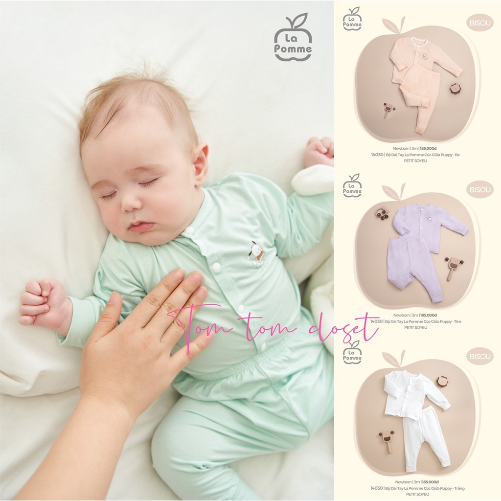 La pomme Bộ dài tay cúc giữa sơ sinh La Pomme  AW2022
