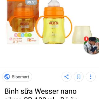 Bình sữa wesser nano cổ rộng 180ml cho bé